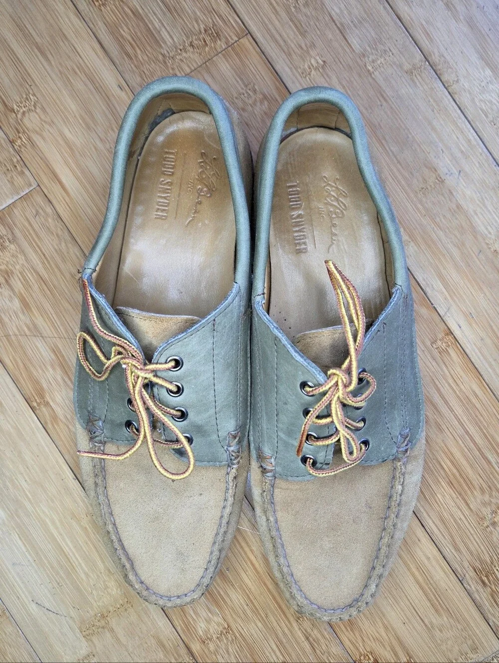 L.L. Bean x Todd Snyder Jackman Blucher Shoe Olive & Tan Suede Leather Size 13